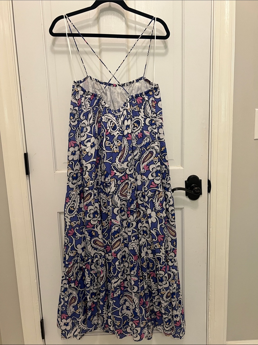 LOFT Blue Paisley Floral Maxi Dress with Spaghetti Straps - Picture 9 of 10